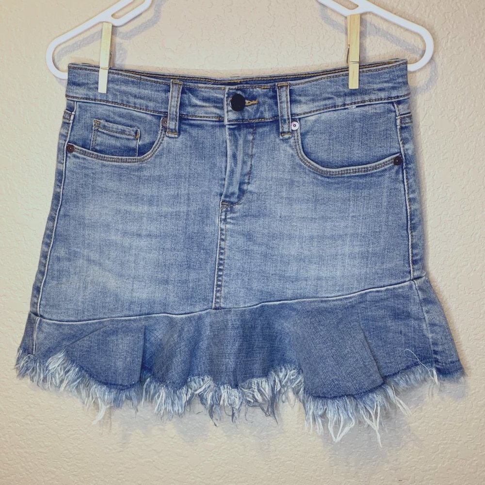 Chelsea & Violet Asymmetrical Peplum Denim Skirt